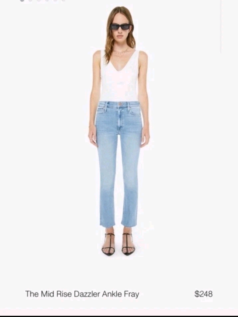 MOTHER THE MID RISE DAZZLER ANKLE FRAY JEANS